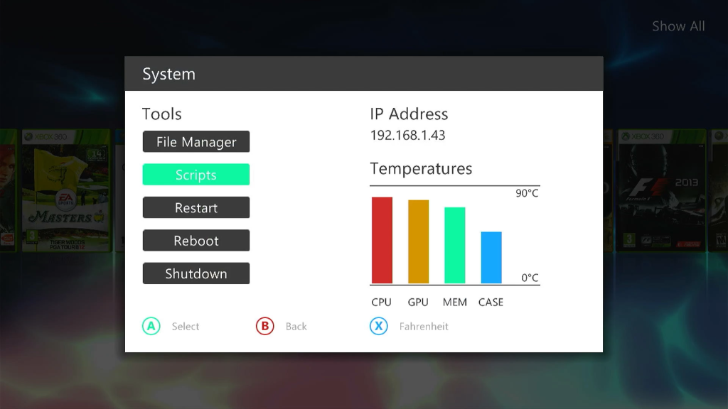 Aurora system menu