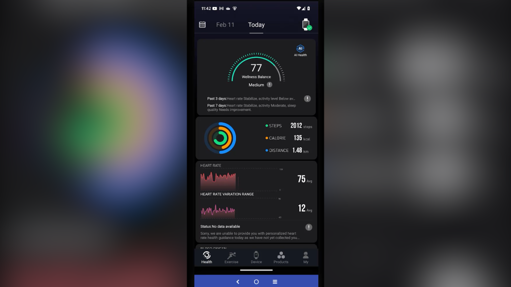 Tozo S7 health app