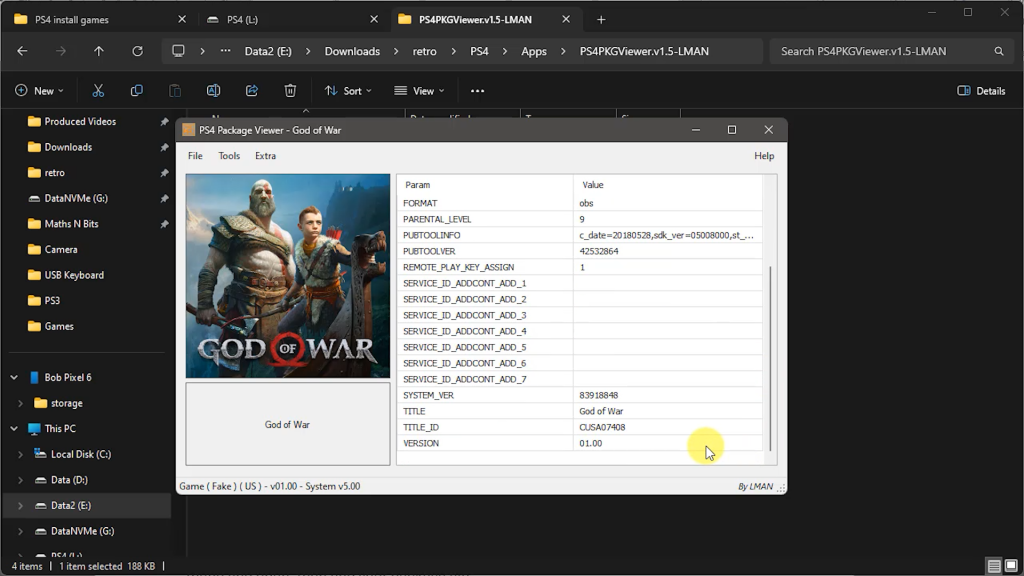 Checking PS4 package file details