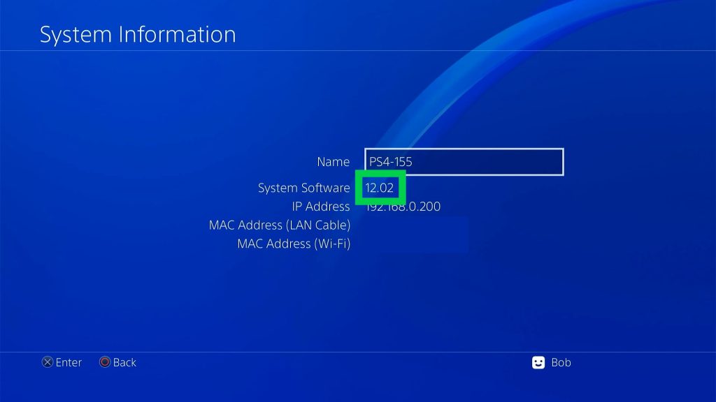 PS4 firmware version